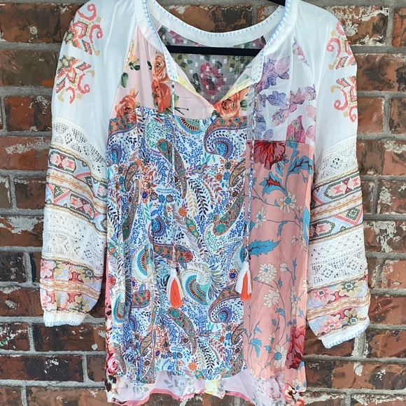 John Mark Boho peasant top - Picture 2 of 12